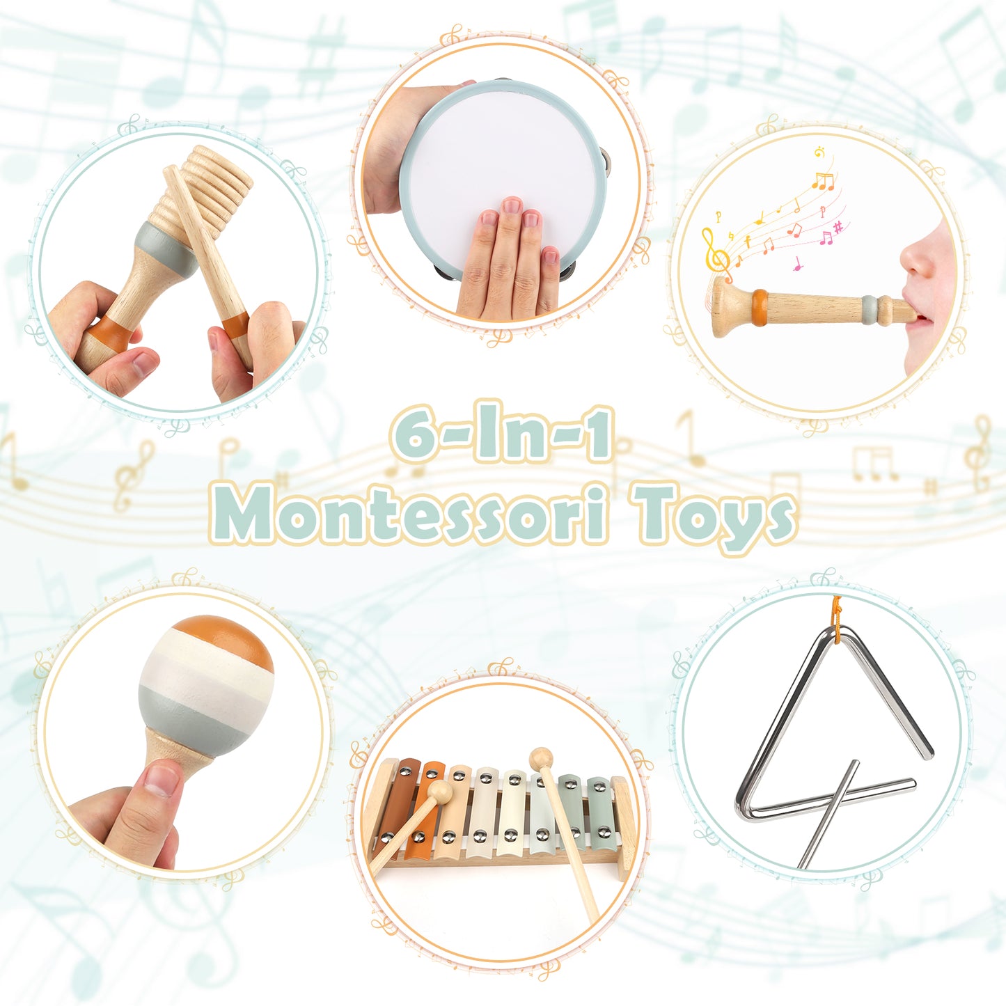 Baby Musical Instruments, Montessori Toys for 1 year old, Musical toys for toddlers 1-3 with Modern Boho Xylophone for Kids Preschool Educational birthday gift