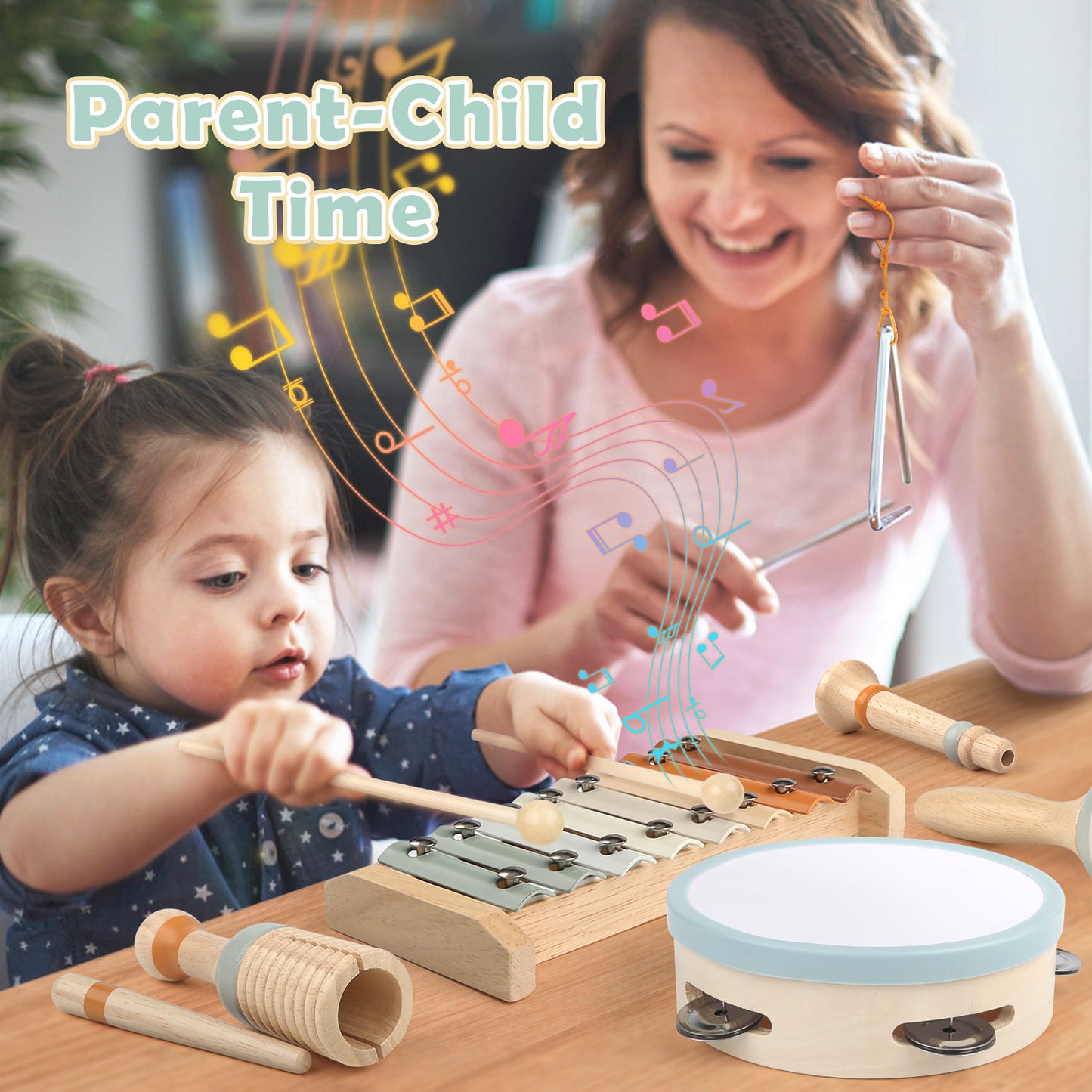 Baby Musical Instruments, Montessori Toys for 1 year old, Musical toys for toddlers 1-3 with Modern Boho Xylophone for Kids Preschool Educational birthday gift